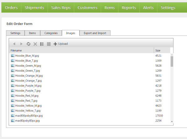 Edit List or Form Images Tab